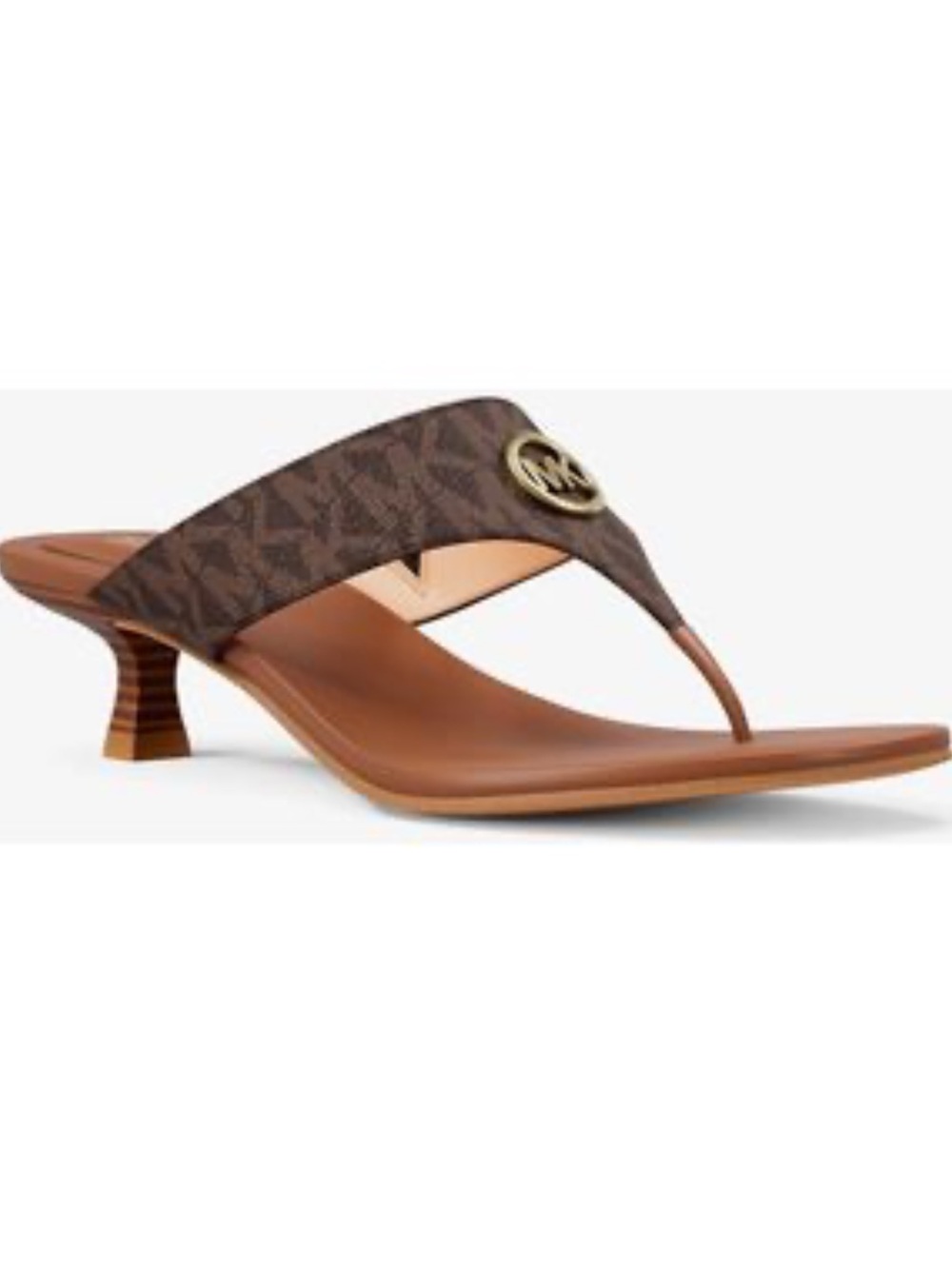 🌸Michael Kors Brown MK Logo Kitten Heel Thong Sandal NEW 🌸